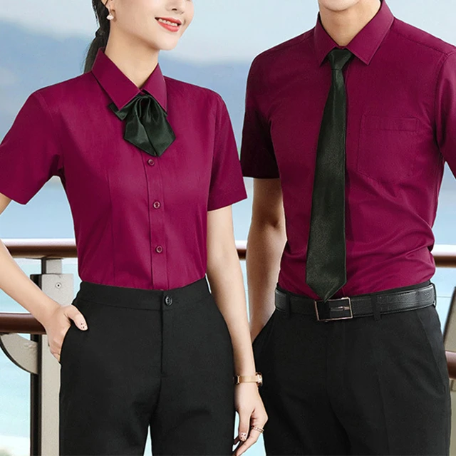 New Classic Summer Women/men Short Sleeve Blouse Workwear Bussiness  Professional Hotel Shirts Office Ladies Tops Uniform Clothes - Blouses &  Shirts - AliExpress