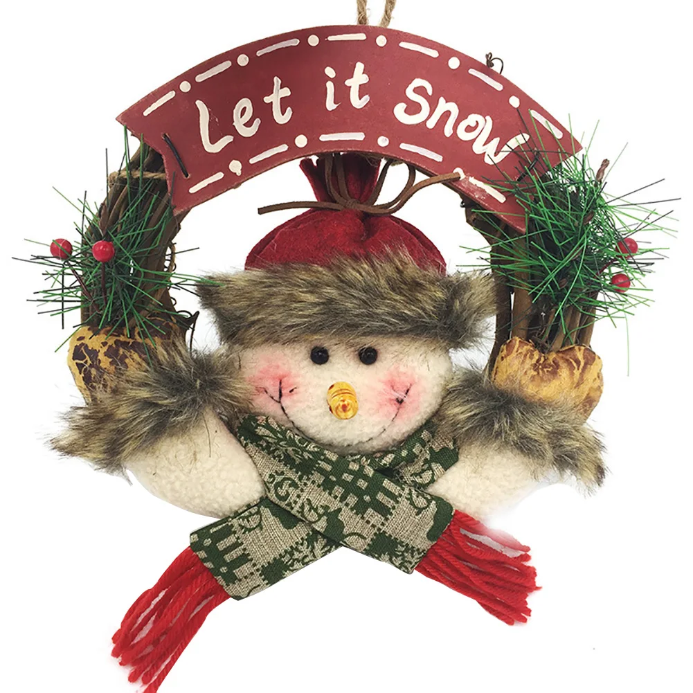 

Hanging Doll Artificial Home Round Christmas Wreath Gifts Door Pendant Multipurpose Decorative Easy Apply Mini Party Rattan