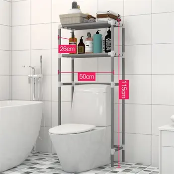 

2 Tiers Over Toilet Storage Rack Holder Bathroom Towel Shampoo Organizer Holder Bathroom Storage Shelves 50x26x115cm Space Saver
