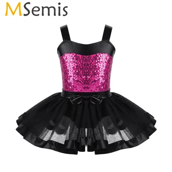 

Kids Girls Ballet Leotard Tutu Dress Ballerina Sequined Dancewear Gymnastics Leotard Dress Stage Dancing Lyrical Dance Costumes