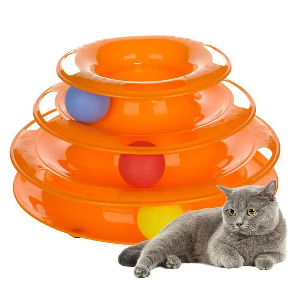 

Pets Interactive Toys Cats Four-tier Turntable Pet Intellectual Track Tower Funny Cat Toy Plate 4 Levels