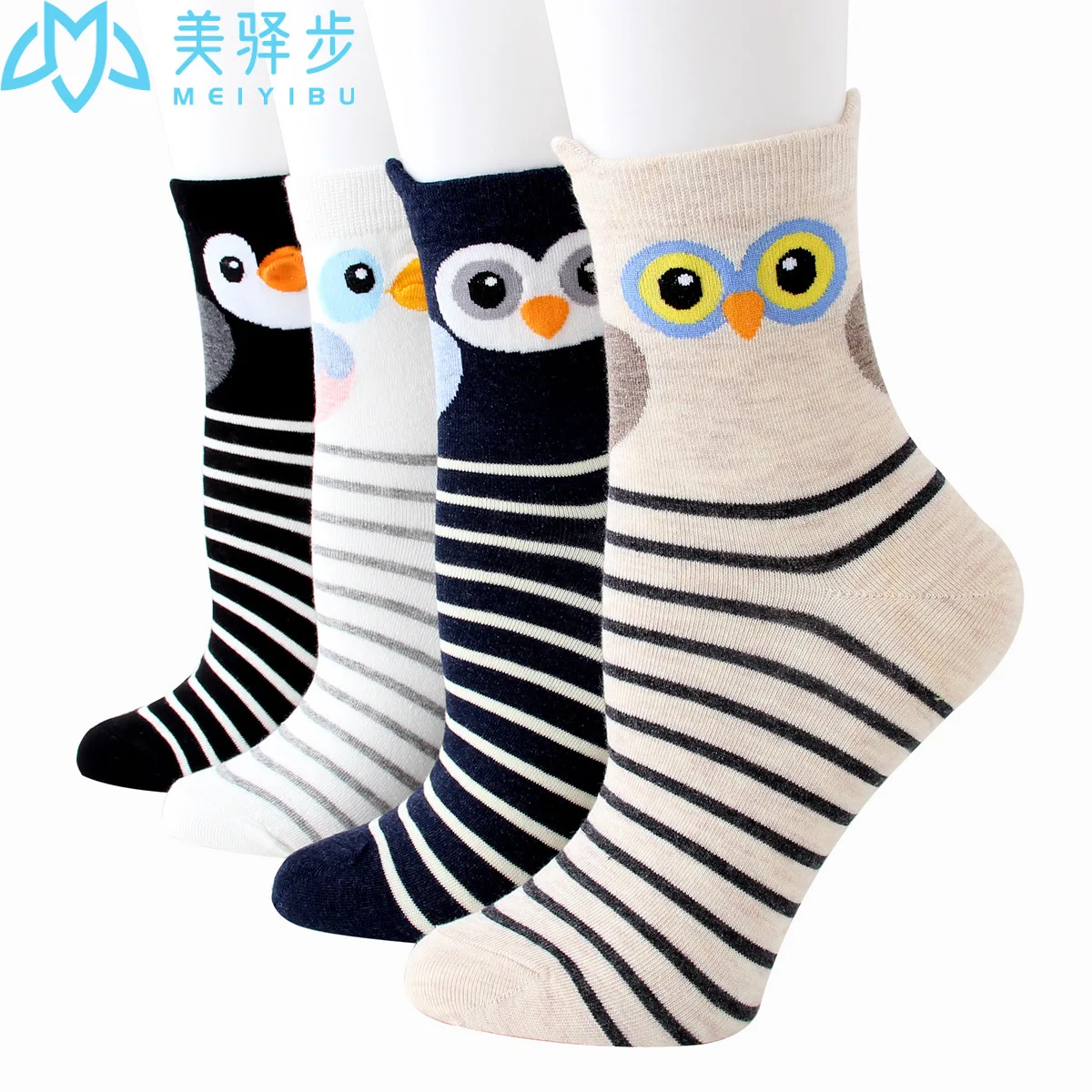 

12 Pairs Per Set Autumn Small Ear Owl Socks Cute Versatile Korean Version Thin Bar Cat Socks Wholesale Cartoon Female Sock
