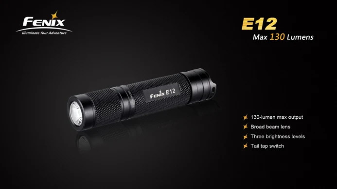 Fenix E12 Cree XP-E2 130 Lumen 2-Mode светодиодный Водонепроницаемый EDC светодиодный ручной фонарик карманный брелок-открывалка брелок на открытом воздухе фонарь черного цвета