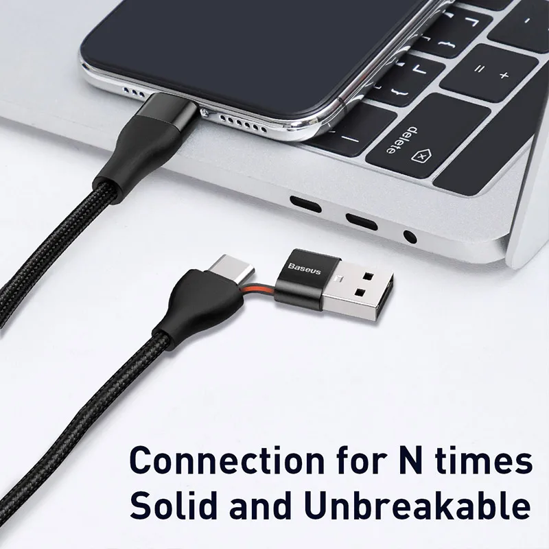 Baseus 2 в 1 usb type C кабель для iPhone 11 Pro Max iPhone Xr 10 Вт Быстрая зарядка USB C кабель type C для iP двойного зарядного устройства провод шнур