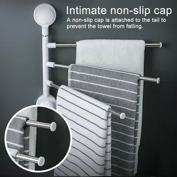 

Stainless Steel Towel Rack Three-rod Four-rod 360 Degree Rotating Movable Towel Rack Bathroom Household Towel Rod Punching-free