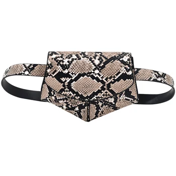 

PU Leather Handbags Mini Casual Women Waist Pack Ladies Adjustable Belt Cross Body Single Shoulder Serpentine Pattern Fanny Bag