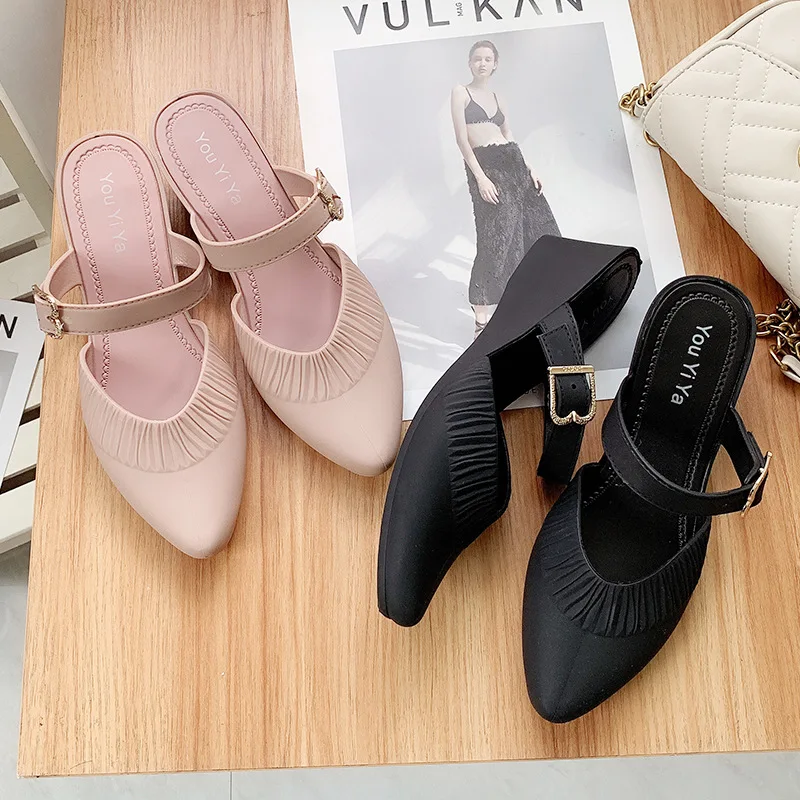 

New Style INS Slipper Women's Summer Fashion Anti-slip Slippers Waterproof Outer Wear Wedge Heels Half a Pack of Sandals WOMEN'S