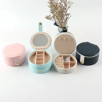 

Simple Creative Portable Three-layer Jewelry Box Earrings Ring Bracelet Storage Place Detachable Multipurpose Round Storage Box
