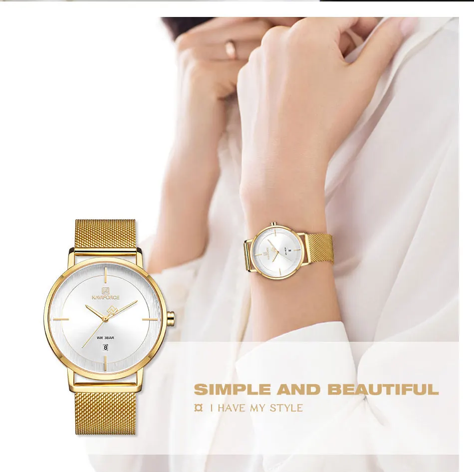 NAVIFORCE браслет из нержавеющей стали часы для женщин классические минималистичные сплав аналоговые женские кварцевые наручные часы Relogio