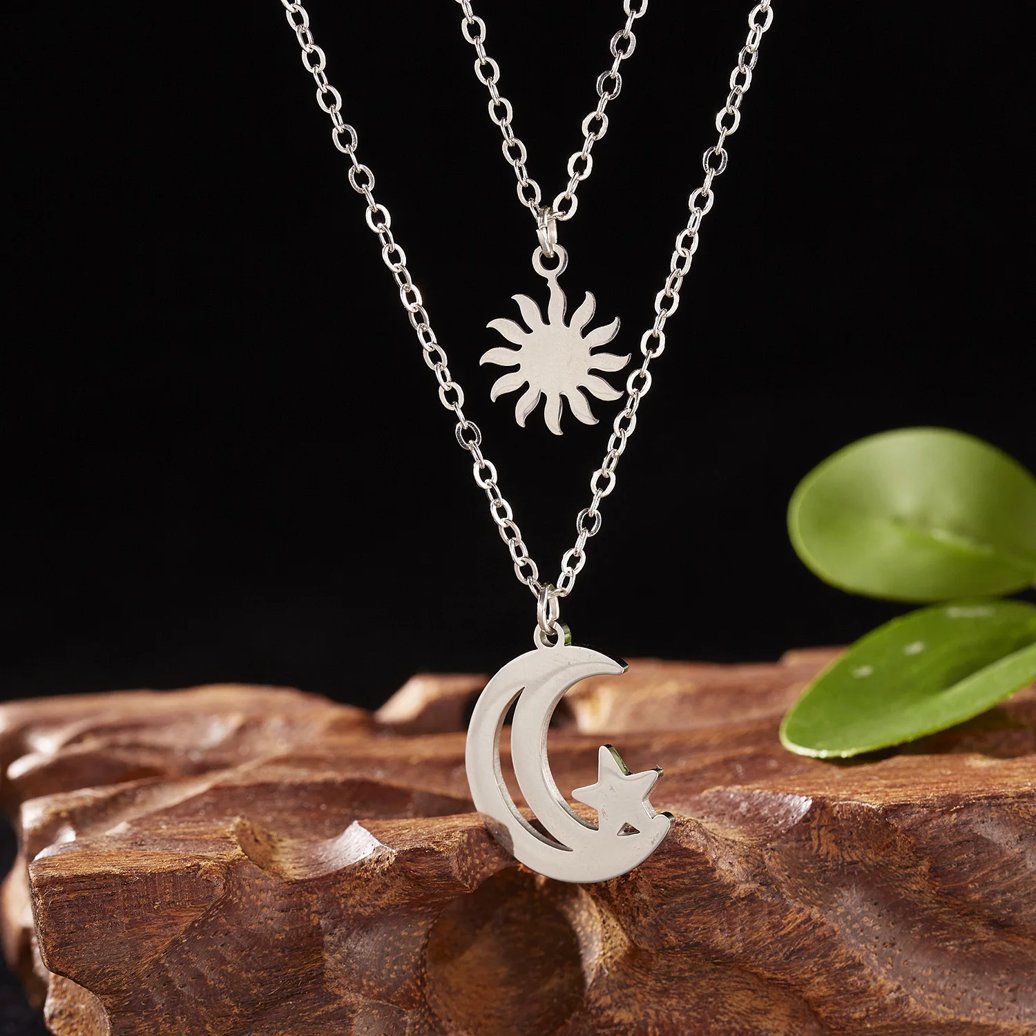 Round Sun Star Moon Pendant Necklace Fashion Best Friend - Temu