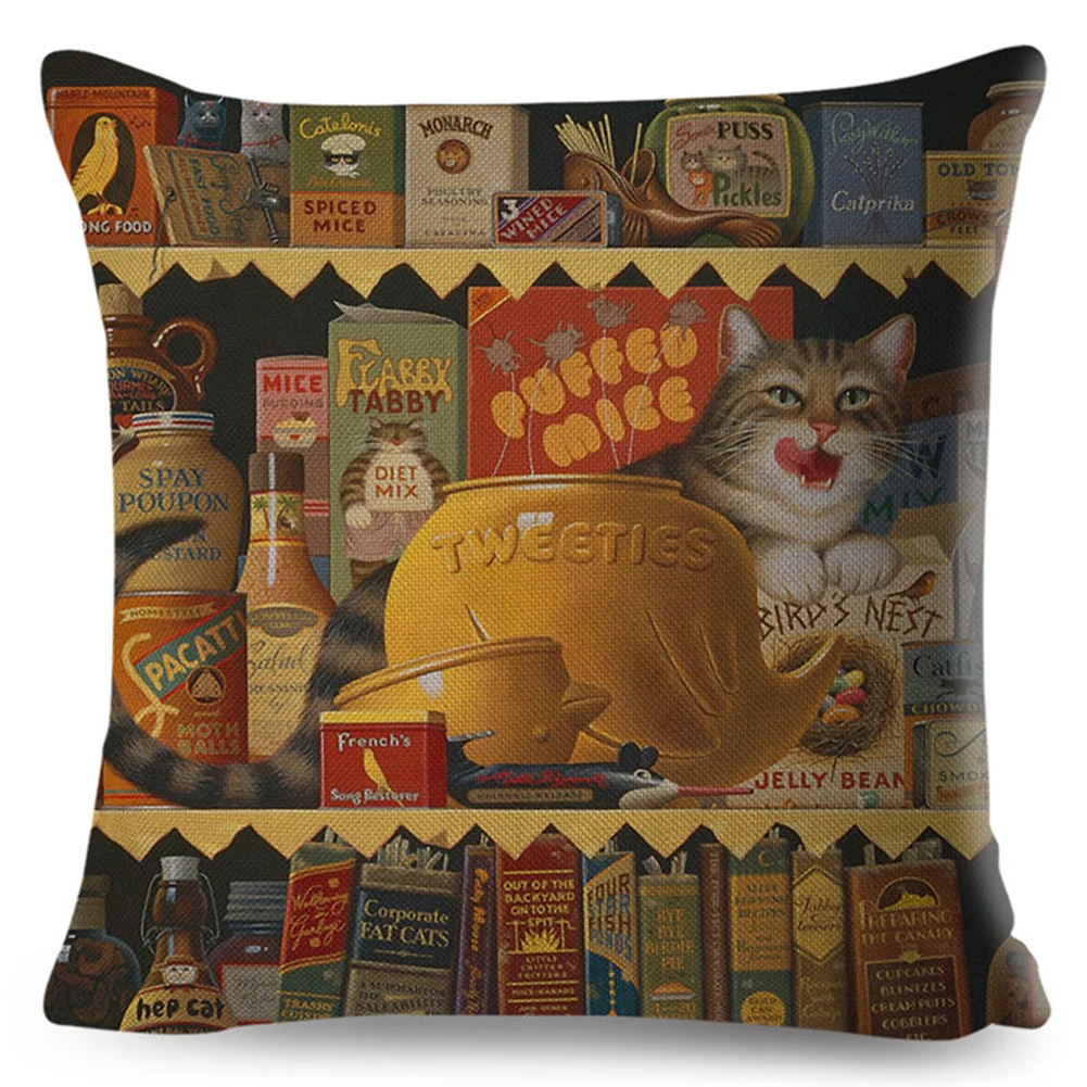 45x45 см Симпатичный книги кошки Подушка Чехол для подушки диван-кровать кафе Офис Подушка Чехол домашнего декора