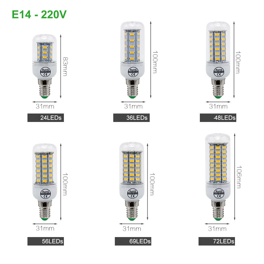 ANBLUB E27 светодиодный светильник E14 светодиодный кукурузная лампа SMD 5730 220 В 24 36 48 56 69 72 светодиодный s люстры лампы в форме свечи светильник для дома светильник ing украшения