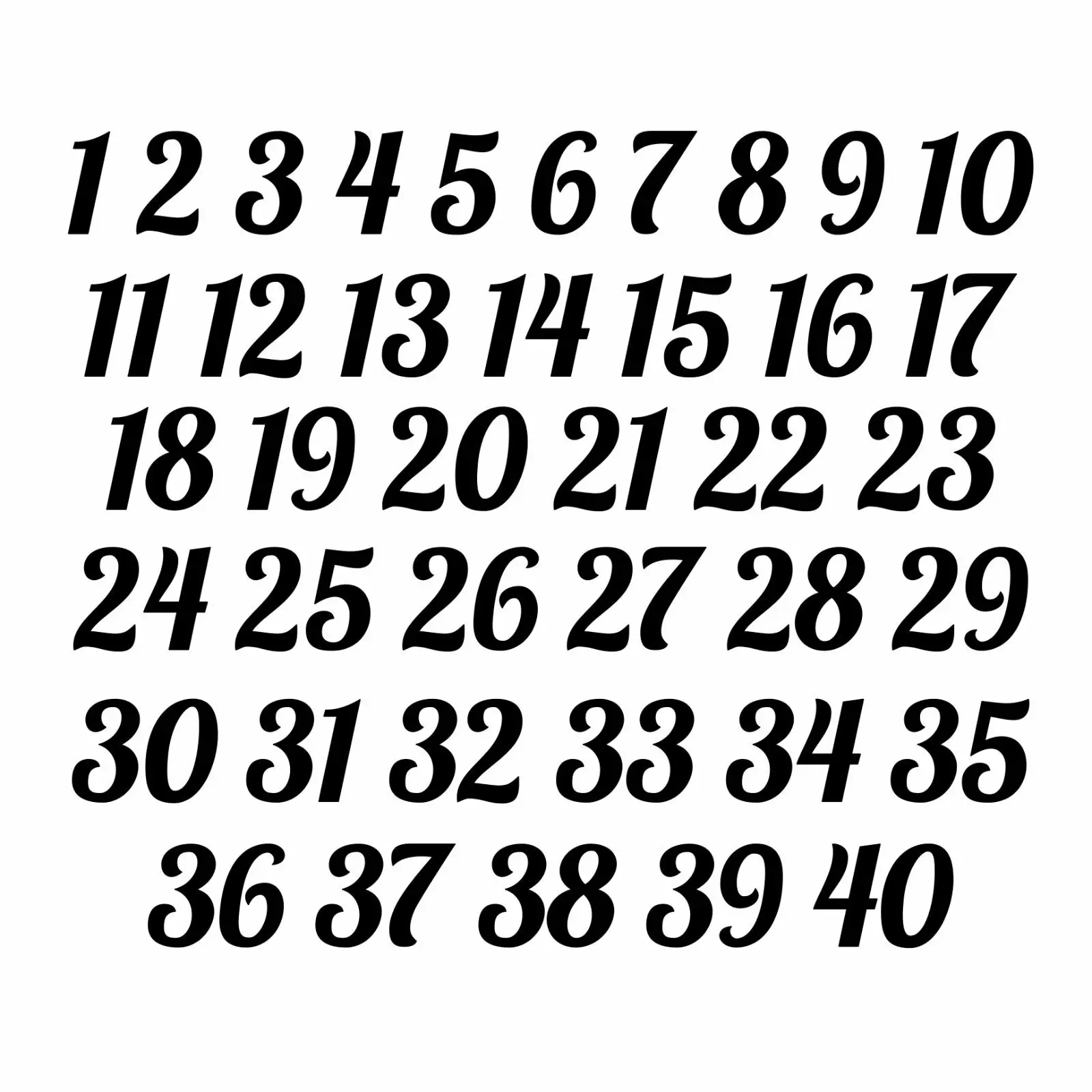 Виниловые наклейки с цифрами 1 - 40 Italic | Автомобили и мотоциклы