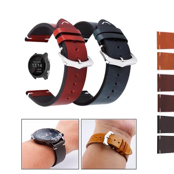 

20/22mm Genuine Leather Watchbands for Garmin Vivoactive 3 4/Vivomove HR/Venu/Forerunner 245 645 High Quality Wristband Bracelet