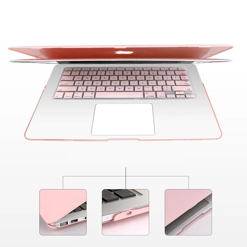 Пластиковый матовый розовый чехол для ноутбука Macbook Pro Air retina 11 12 13 15 дюйм чехол для клавиатуры защитный чехол для ноутбука чехол