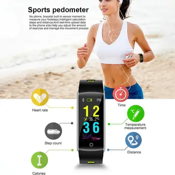 

Podómetro deportivo F10T para correr, pulsera inteligente deportiva con control del ritmo cardíaco, resistente al agua, pantalla