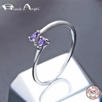 

Authentic 925 Sterling Silver Romantic Purple CZ Adjustable Finger Rings for Women Sterling Silver Ring Fine Jewelry