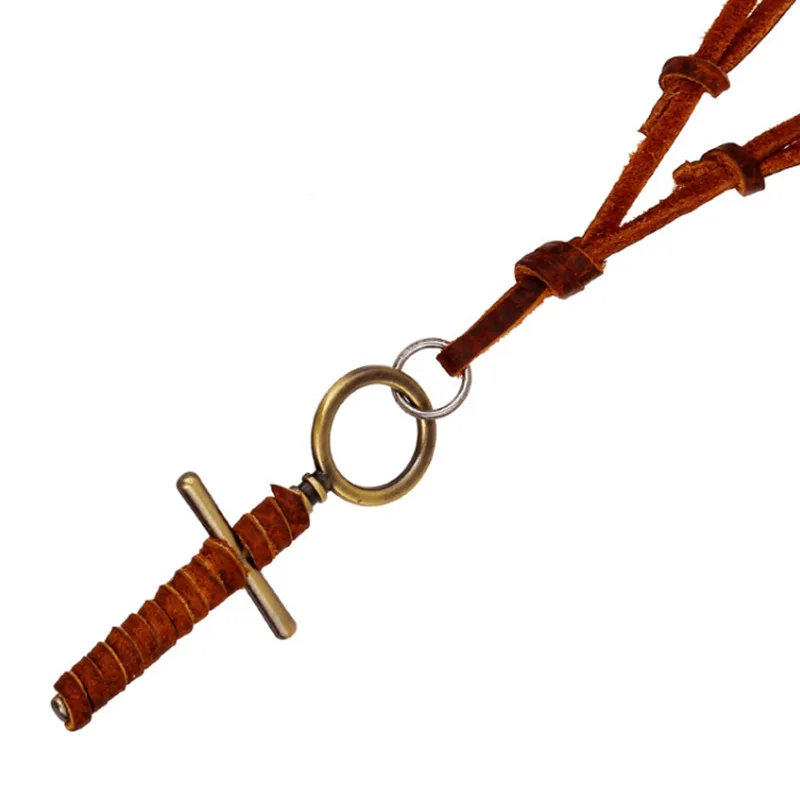 

Export Necklace Europe And America New Style Necklace Cross Retro Full-grain Leather Necklace Genuine Leather Necklace