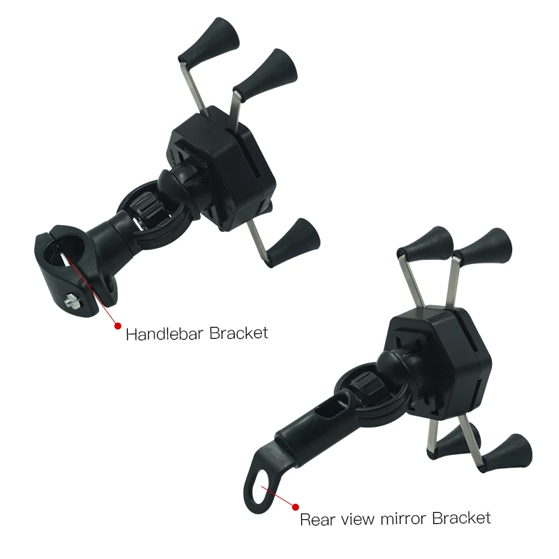 Universal Motorcycle Bike Mobile Phone Stand Holder Socket 360 Degree Adjustable X Type Rear View Mirror Handlebar Mount bracket