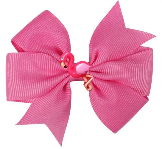 NEW 36 COLORS pinwheel Hair Bows 3.5'' flamingo baby Girls bow Clips Toddler Hair Accessories Grosgrain Dovetail Hairpin 36pcs/