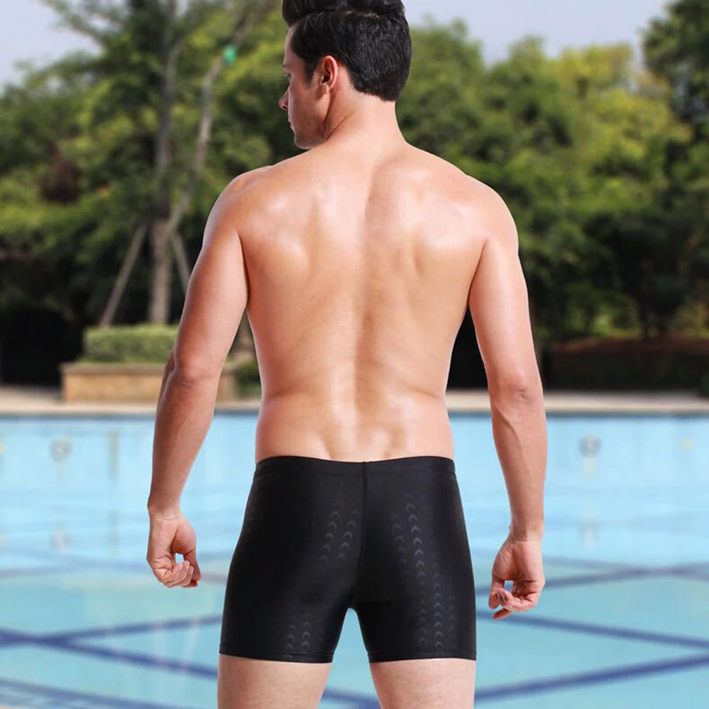 Quick Dry Men's Swimming Shorts Men's Athletic Swimming Swimsuit Imitation Sharkskin Mid Leg Race Swimming Pants