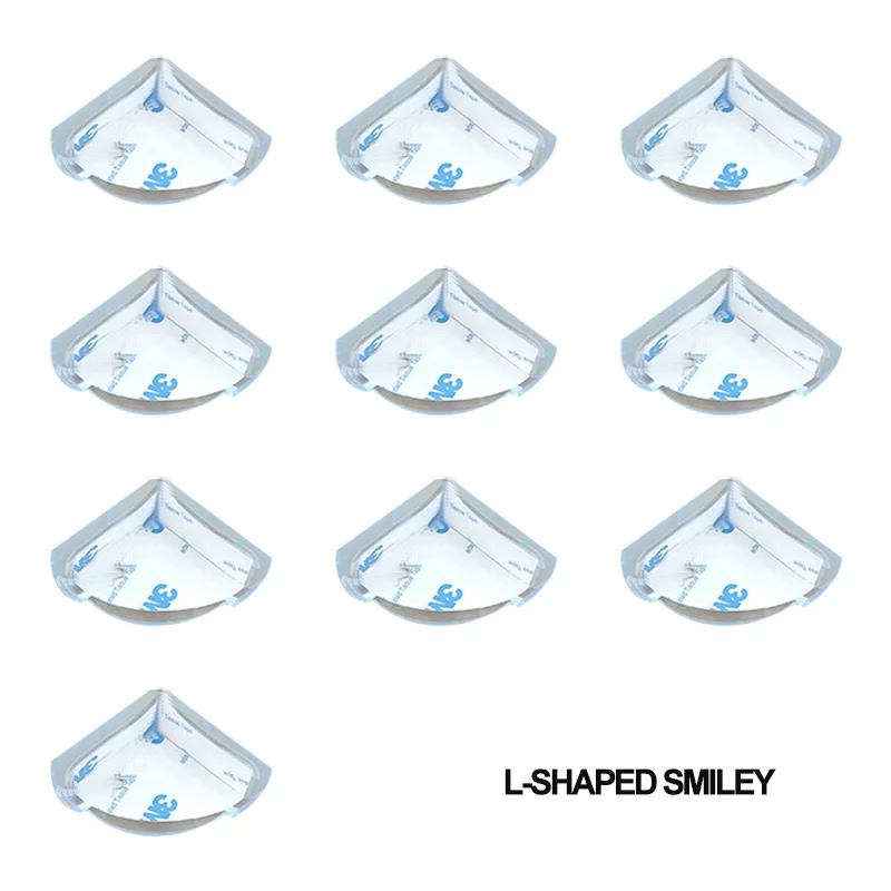 L-shaped smiley 10 шт. защитные Угловые защитные углы для детей, защитные Угловые бамперы для детей, Силиконовые мягкие прозрачные - Цвет: L-shaped smiley
