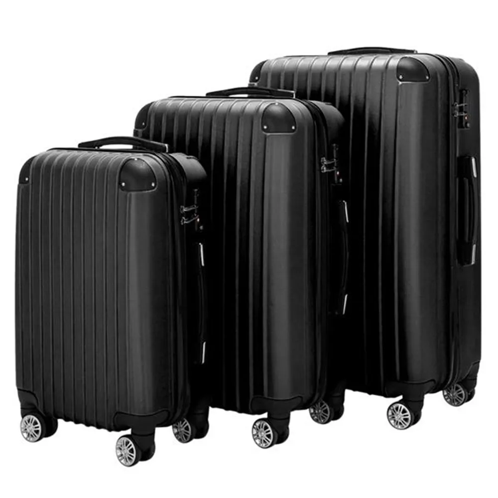 

Luggage 3 Piece Set Suitcase Spinner Hardshell Lightweight TSA Lock Black