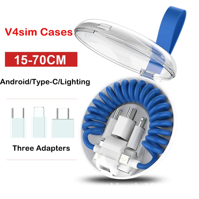 All-in-one portable spring data cable with Type-c Android Lighting Adapter Storage Box Color 6