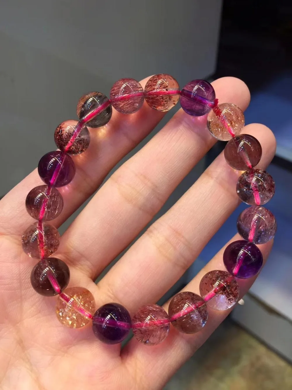 10 мм натуральный Lepidocrocite Рутиловый Кварц Браслет Супер 7 камень женщины мужчины целебные круглые бусины браслеты AAAAA сертификат