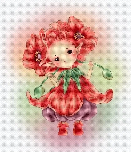 

GG Gold Collection Counted Cross Stitch Kit Cross stitch RS cotton with cross stitch no print Poppy elf