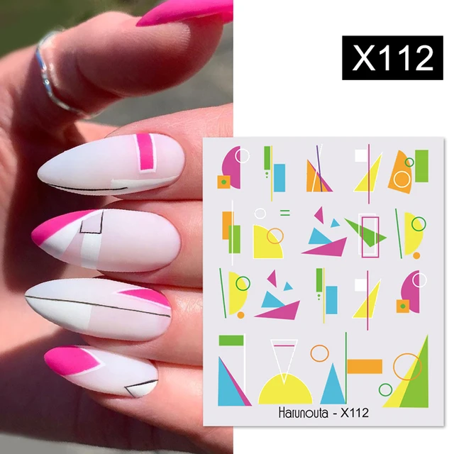 Harunouta Abstract Line Avocado Fruit Leopard Nail Water Sticker Decals Flower Leaves Slider Decoration For Autumn Nail Design X112