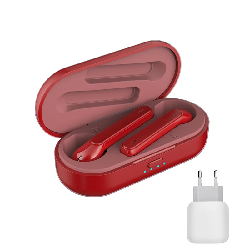 Беспроводные Bluetooth наушники TWS для huawei Honor Lite Xiaomi Bluetooth 5,0 наушники с микрофоном PK T3 TWS цветные - Цвет: Red charger