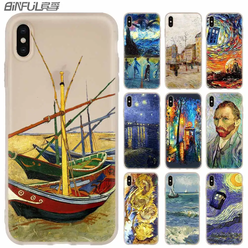 Силиконовый мягкий чехол для iPhone 13 11 12 Pro X XS Max XR 8 7 6 Plus SE Coque Doctor who van gogh Art 2020 |