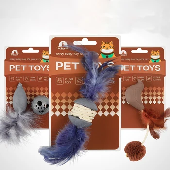 

Kawaii Mouse Bird Shape Feather Squeak Toys with Bell Ring Intelligent Amusement Cat Toys Interactive Kitten Pet Supplies Gifts