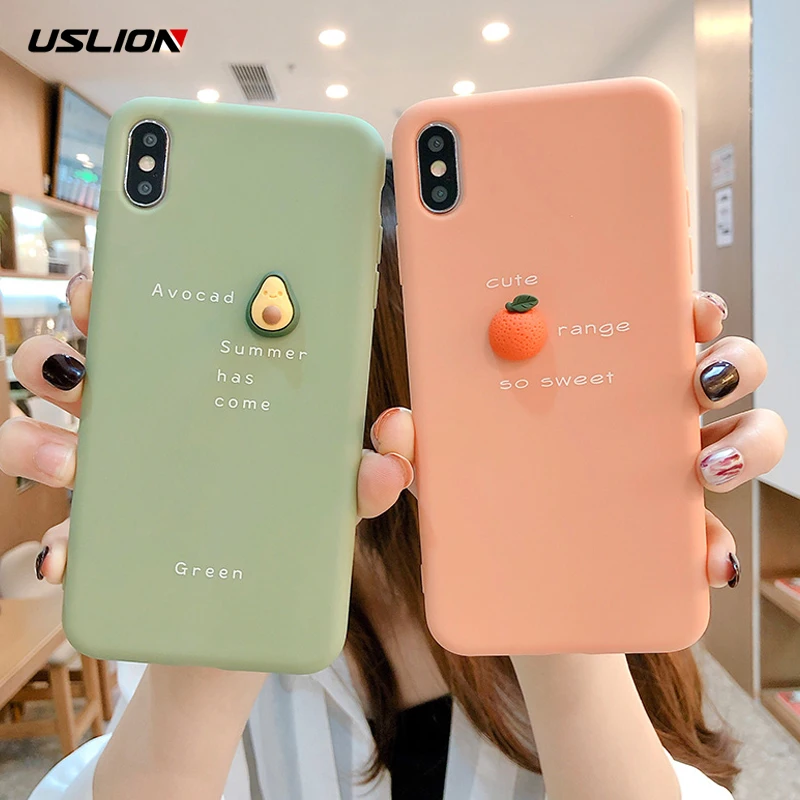 USLION 3D Милые оранжевые чехлы для телефонов iPhone 11 6S Plus 7 8 7Plus X XR XS MAX забавный мягкий