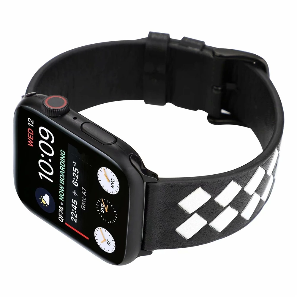 Кожаный браслет совместимый с Apple Watch 4 5 38 мм 40 42 44 для iWatch ремешок серии 3 2 1