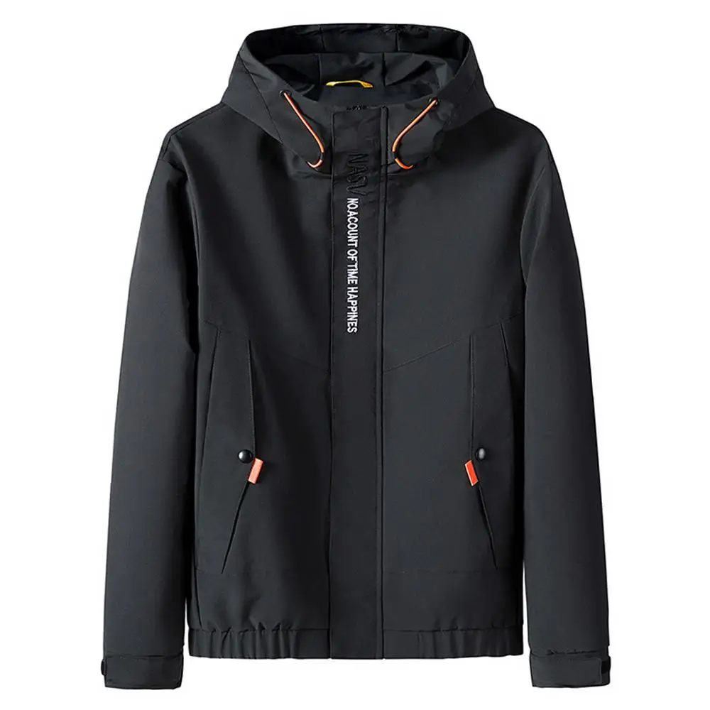 Men's Autumn Winter Casual Fashion Patchwork Hoodie Zipper Outdoor Sport Coat Streetswear Outdoor Riding Windbreaker Coat