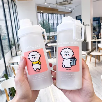 

Outdoor Frosted Glass Water Bottles Reusable Travel Portable Water Bottle Sport Bottle Plastic Sport Bottle Brief Creative