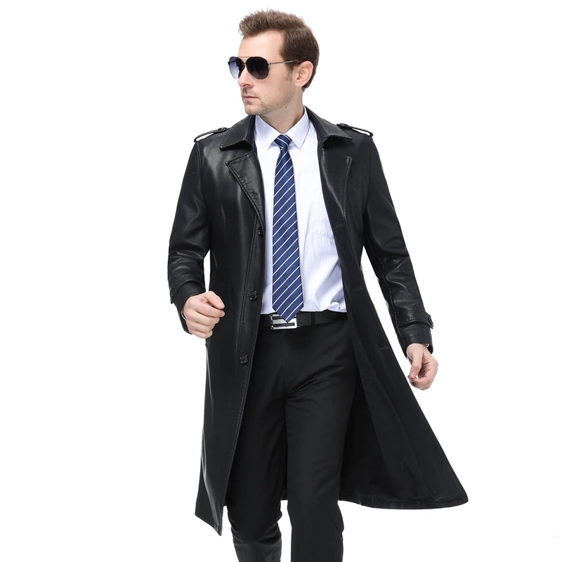 

2019 New Autumn and winter Brand men's Genuine Leather jackets thickening long leather coat men natural sheepskin leather jacket