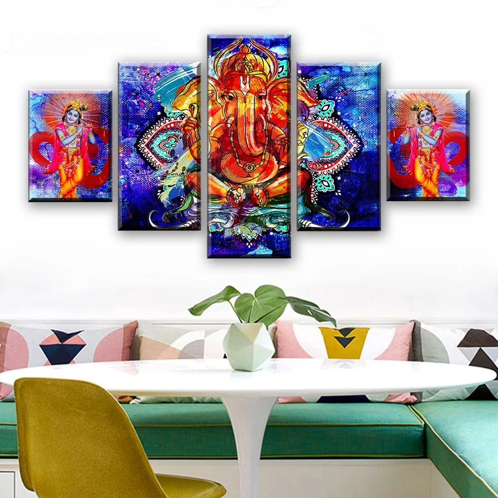 5d DIY Diamond Painting 5pcs Hindu Lord Ganesha And Krishna Cross Stitch Embroidery Needlework Rhinestone Home Decor | Дом и сад