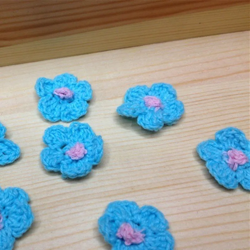 Blue 80 шт. маленький размер Красочные шерстяные пряжи 3D цветок DIY аксессуары ручной работы цветок материал - Цвет: Blue
