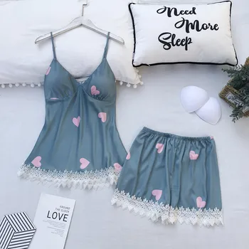 

Sexy Pajamas Set Women Nightgowns V-Neck Sleeveless Nighties Strap Top Pants Suit Robe Gown Sleepshirts Sleep Lingerie Sleepwear