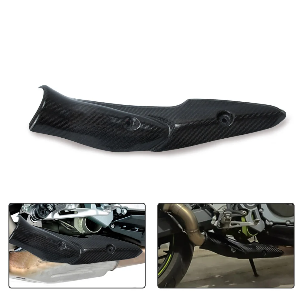 

Accessories Heat Shield Cover Shell Exhaust Pipe Carbon Fiber Black Motorcycle Easy Install Guard For Kawasaki Z900 2017-2019