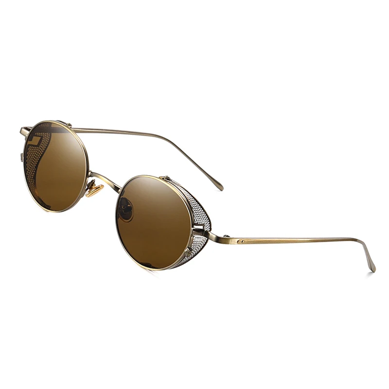Unisex Steam Punk Vintage Sunglasses Round Polarize Clip On Lens Removal Eyewear