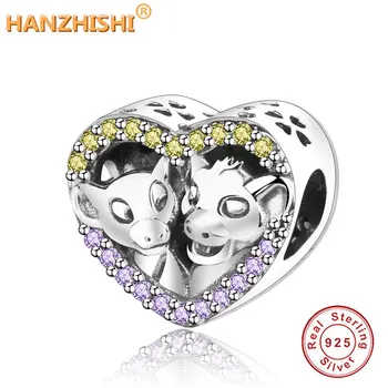

Fit Original Pandora Charm Bracelet S925 Sterling Silver Lion King Simba And Nana Bead Heart-Shaped Shine DIY Jewelry Ornaments