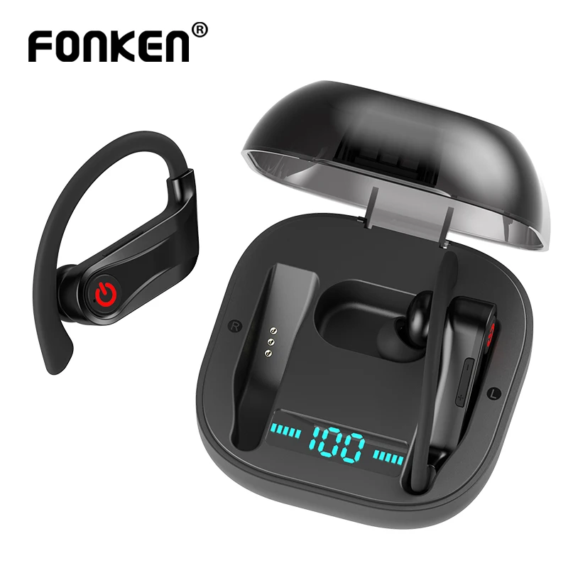 FONKEN TWS, беспроводные наушники, Bluetooth 5,0, гарнитура, наушники, стерео, бас, регулировка громкости, спортивный наушник с зарядным устройством для телефона