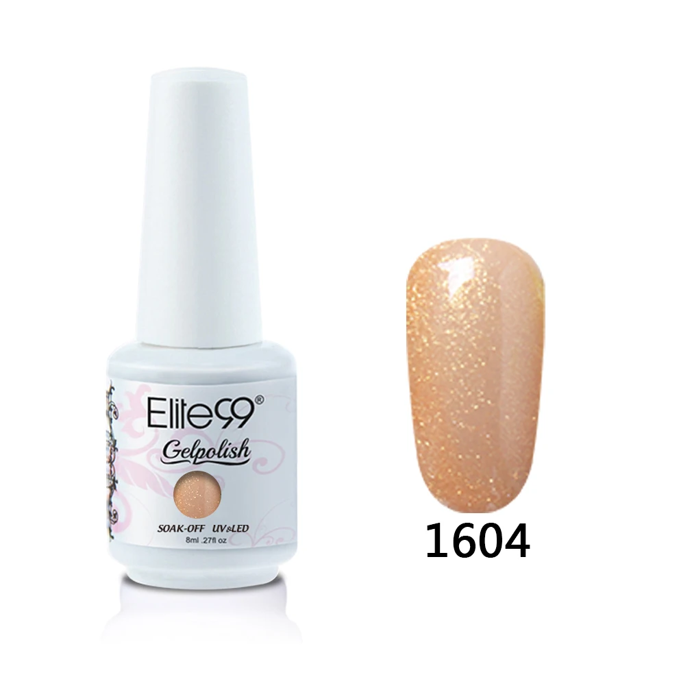 1604 Elite99 8 мл Gliter цветной лак для ногтей отмачиваемый блестящий гель для дизайна ногтей маникюрный гель лак 241 цветов светодиодный УФ-гель для ногтей - Цвет: 1604