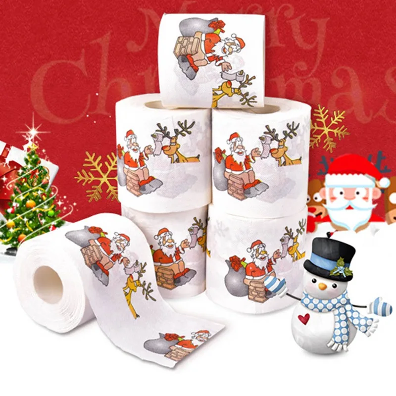 Hot selling Christmas Pattern Series Roll Paper Prints Funny Toilet Paper Festival Supplies