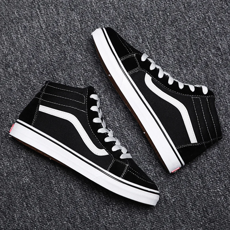 

Black And White with Pattern Canvas Shoes Men And Women 2019 New Style Students Korean-style Trend Versatile Mid-top Retro Coupl