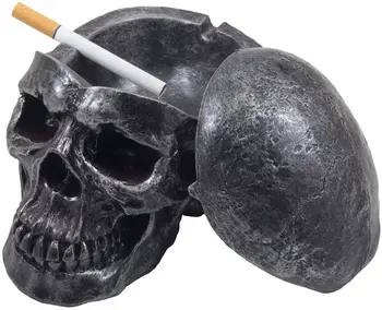 

Spooky Skull Ashtray with Cover for Scary Halloween Decorations and Decorative Skulls & Skeletons Figurines Skull Ashtray